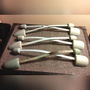 Vintage Shoe Tree Pastel Blue Wood Metal Set of 6